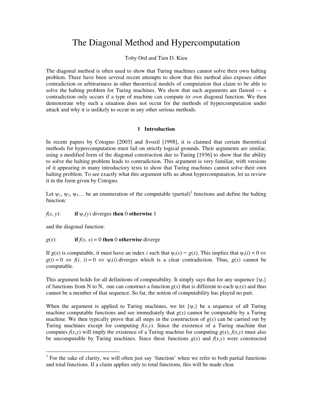 What Implications Does the Diagonal Method Have for Hypercomputation