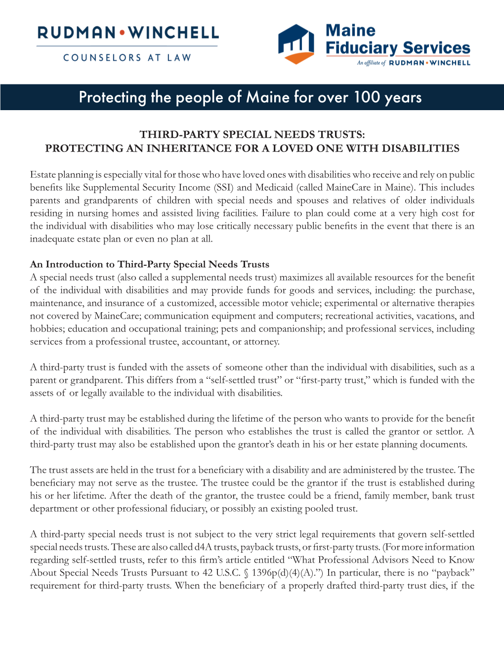 Protecting the People of Maine for Over 100 Years