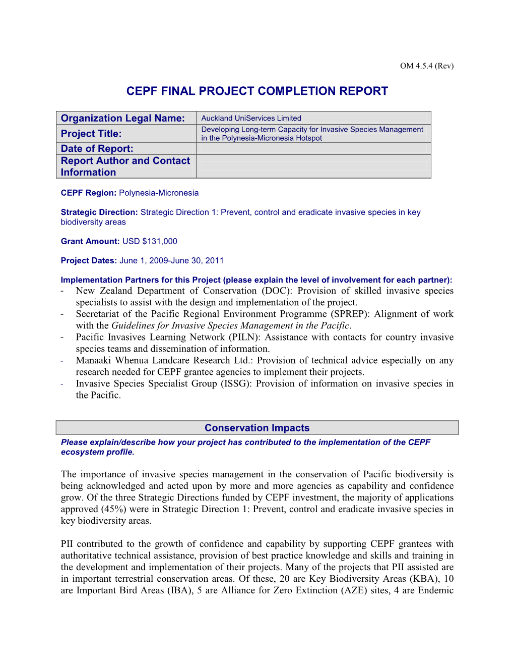 Final Project Completion Report