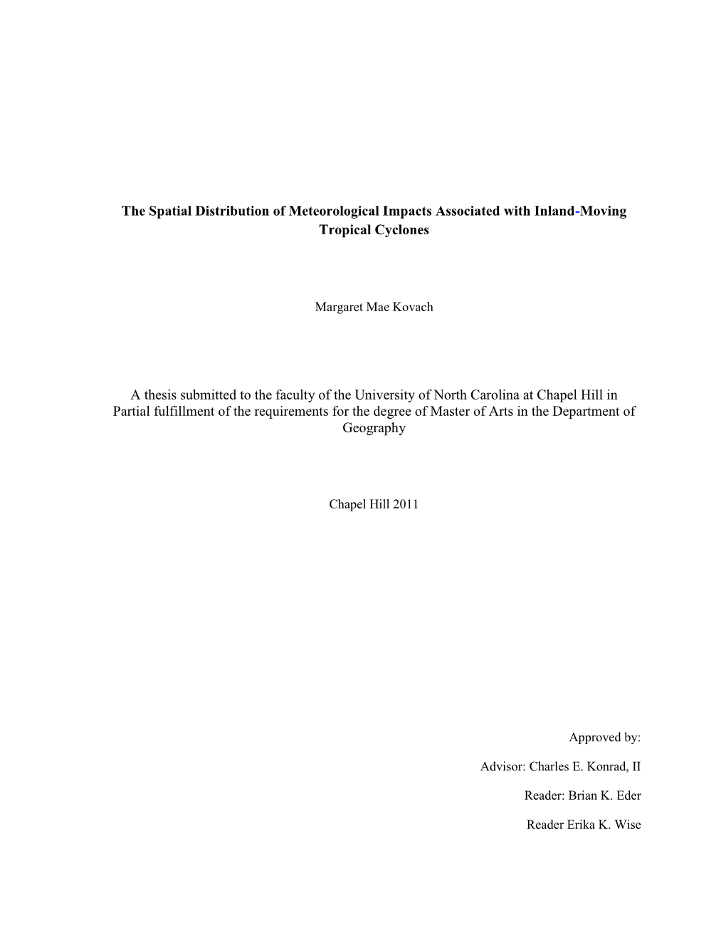 The Spatial Distribution of Meteorological Impacts Associated with Inland-Moving Tropical Cyclones