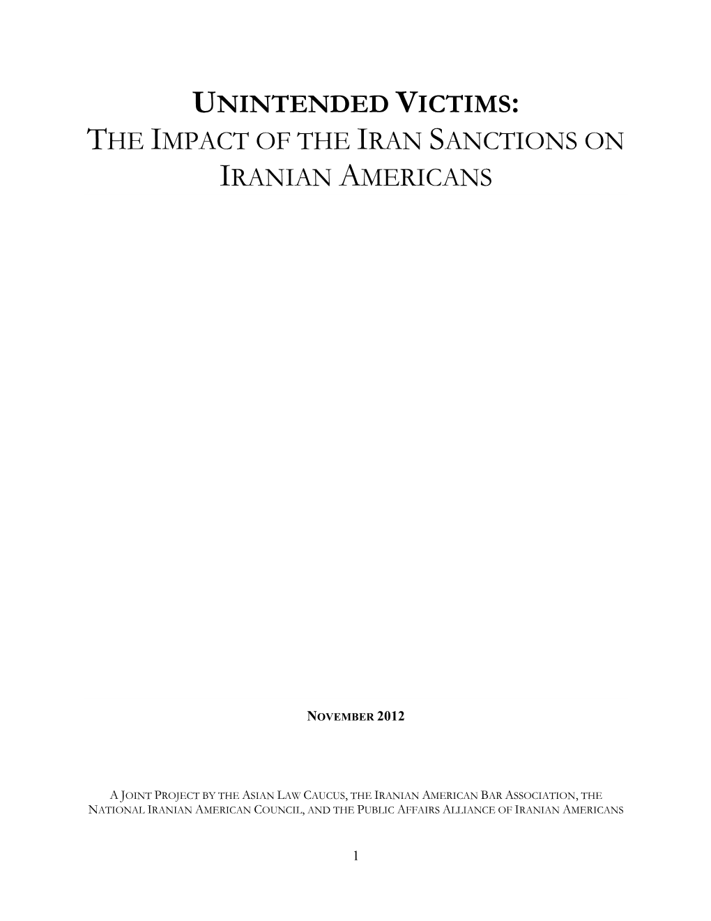 Unintended Victims: the Impact of U.S. Sanctions Against Iran On