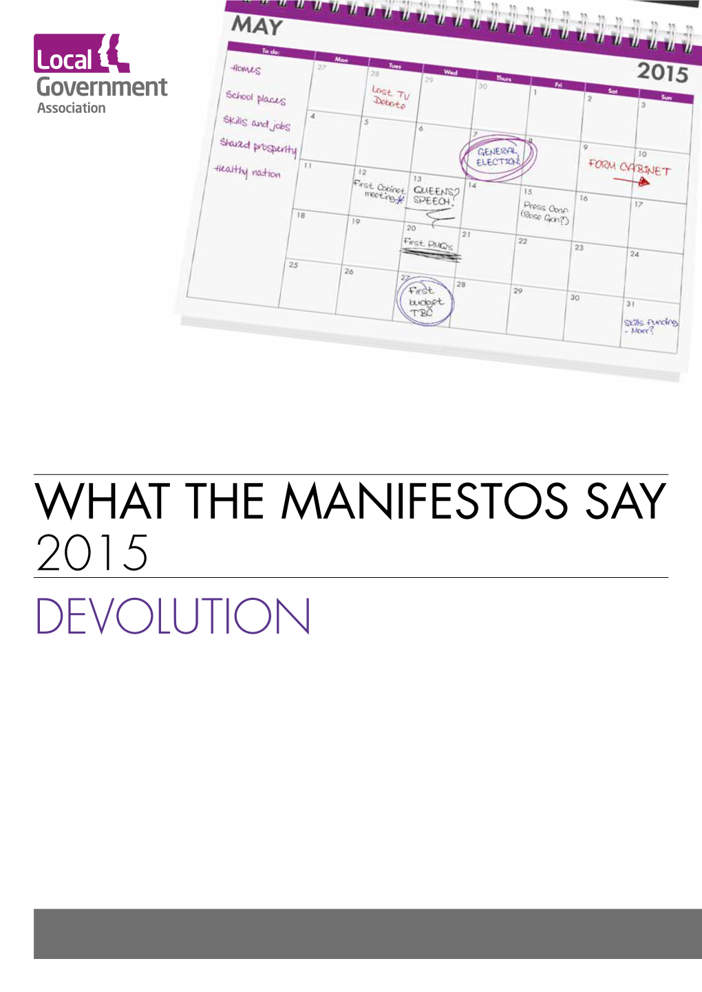 What the Manifestos Say 2015 Devolution Investing in Our Nation’S Future: the First 100 Days of the Next Government