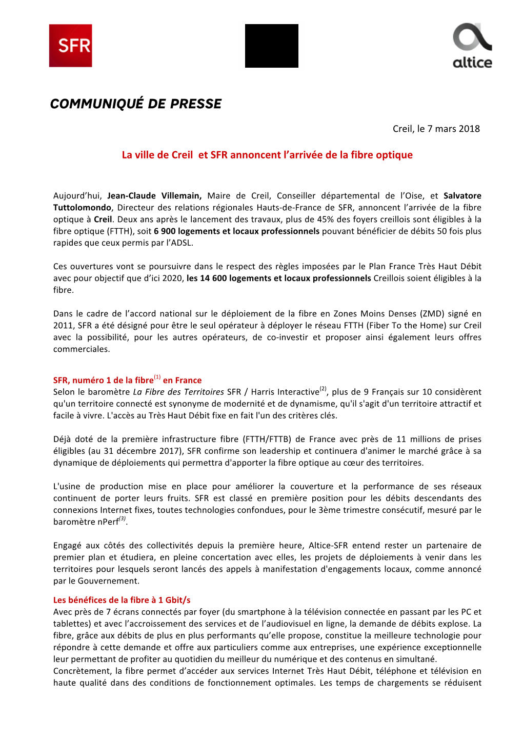 Communiqué De Presse