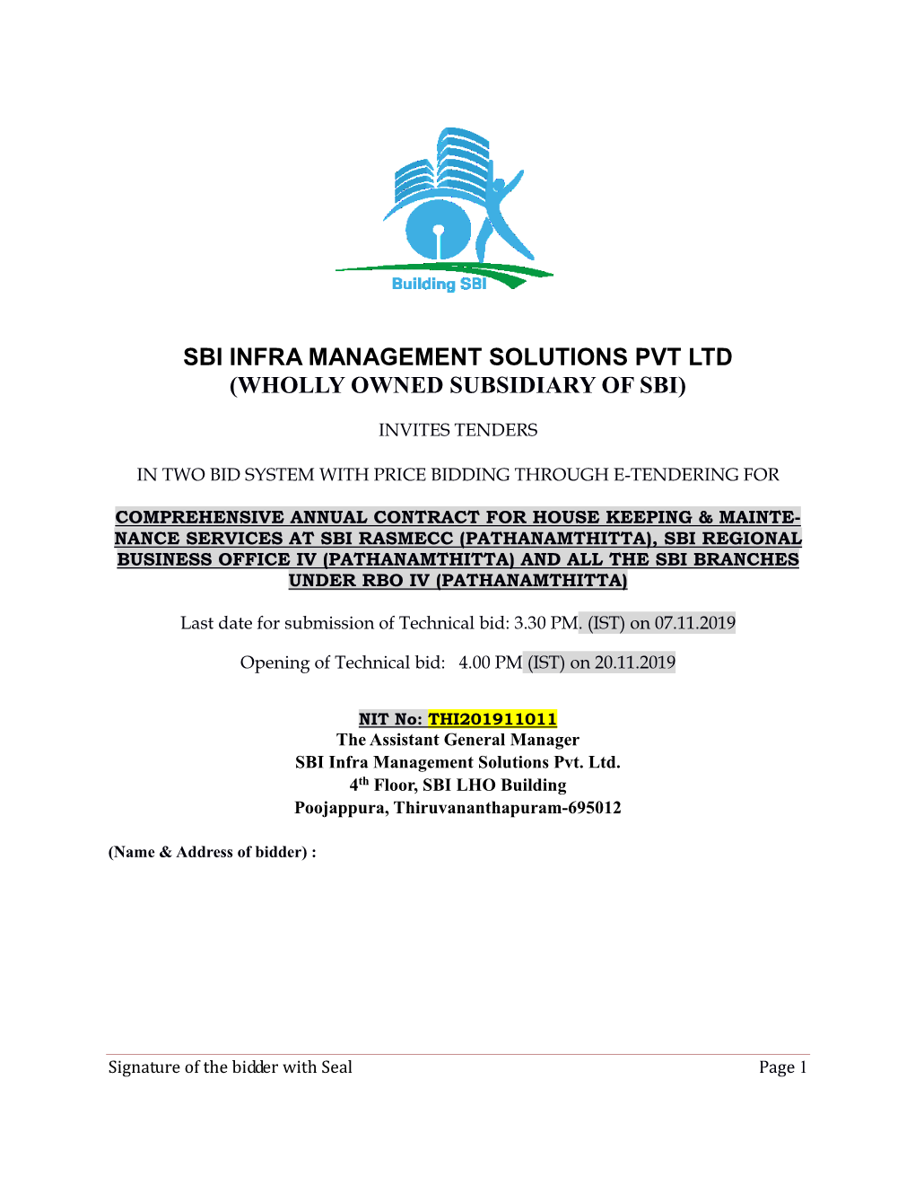 Sbi Infra Management Solutions Pvt Ltd (Wholly Owned Subsidiary of Sbi)