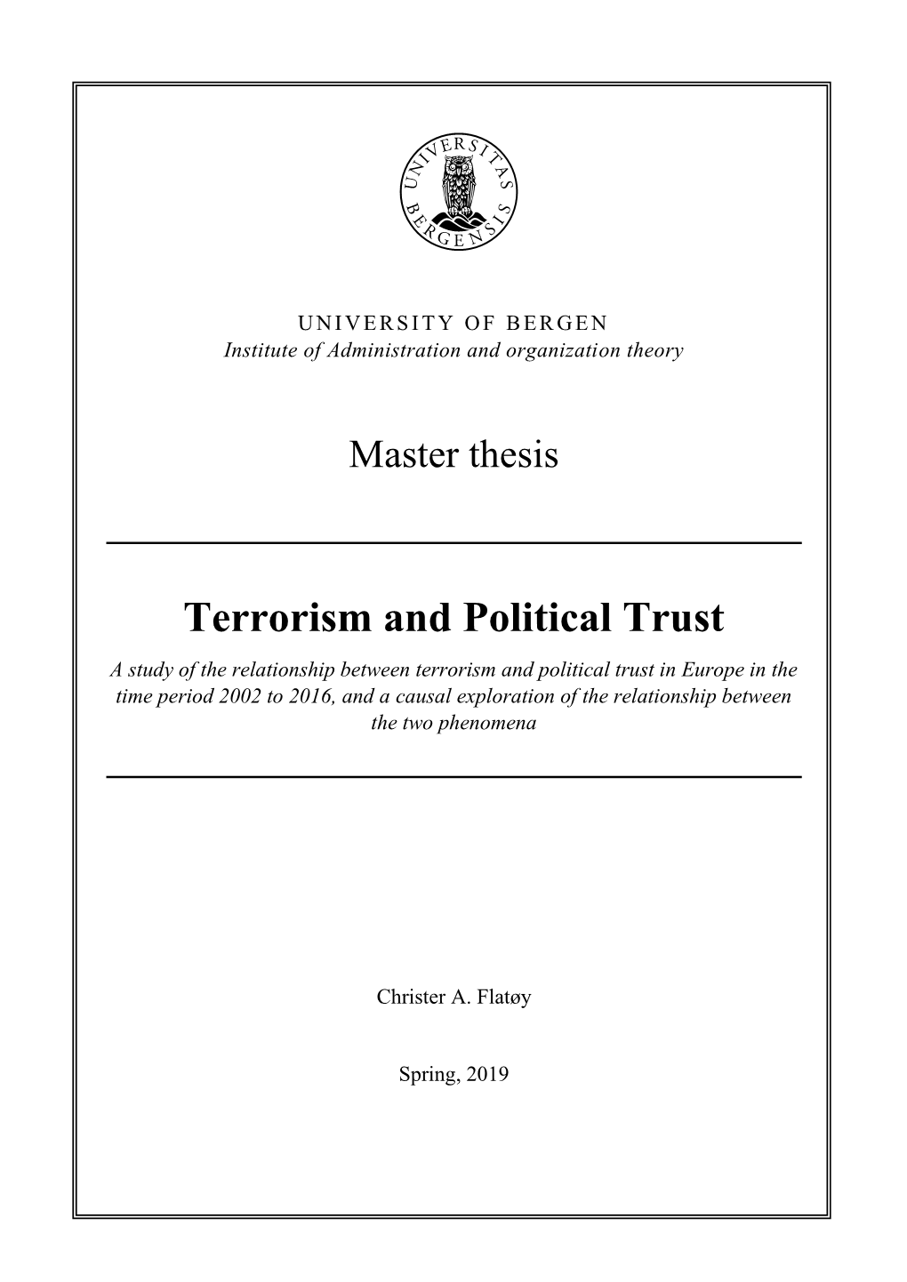 Terrorism and Political Trust