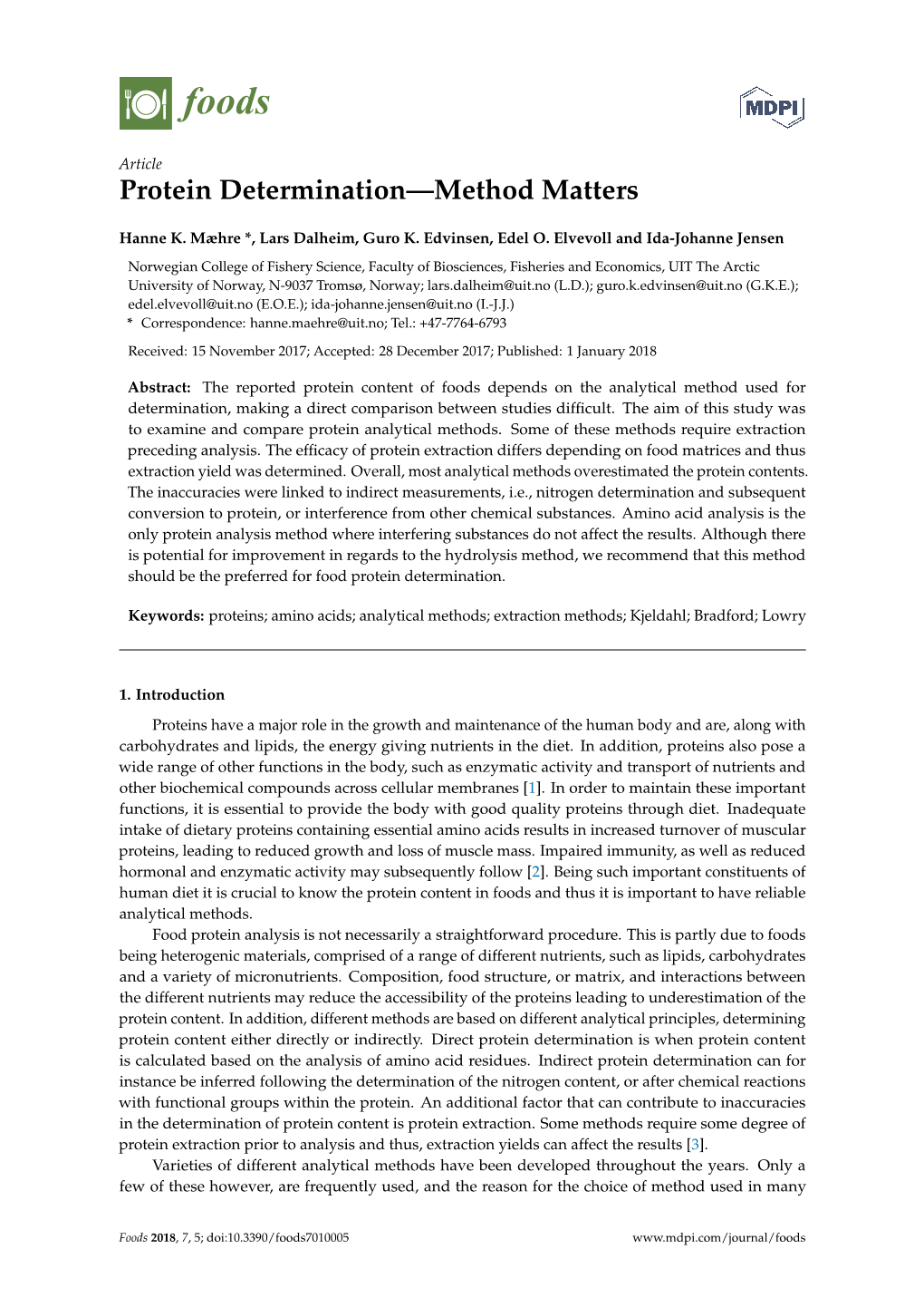 Protein Determination—Method Matters