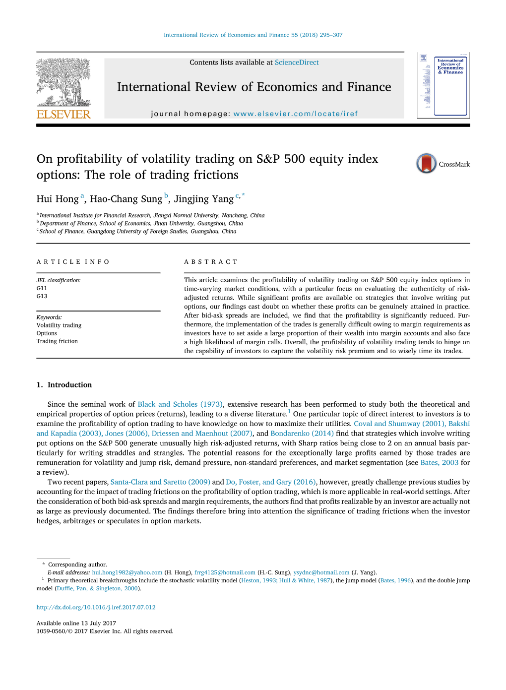 On Profitability of Volatility Trading on S&Amp