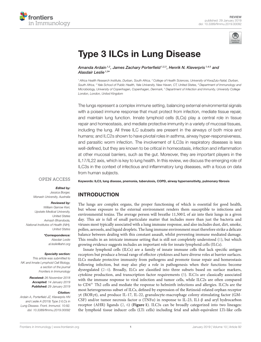 Type 3 Ilcs in Lung Disease