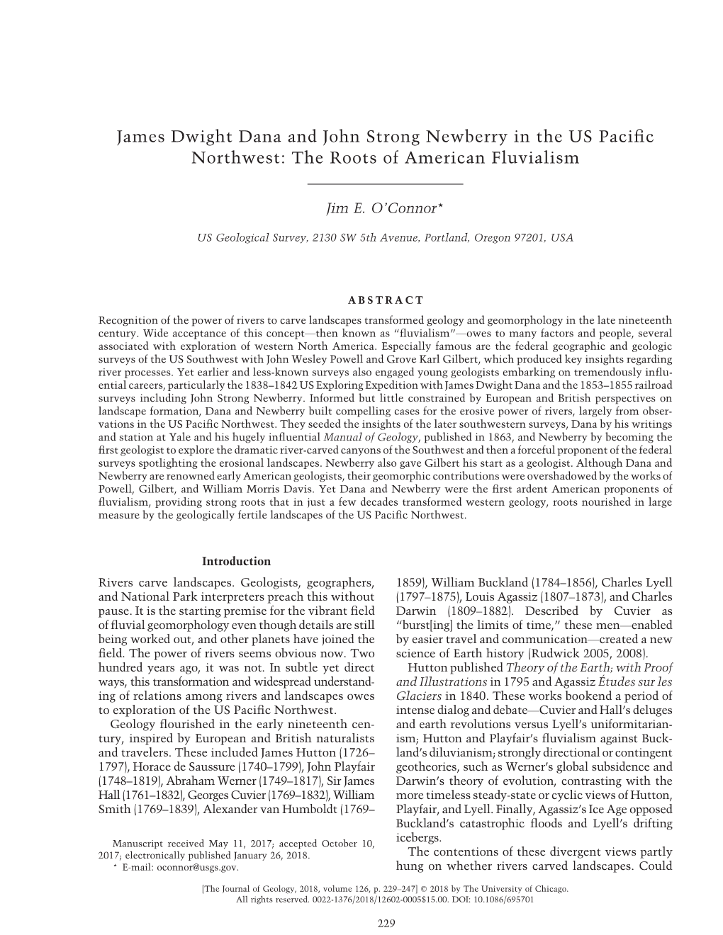 James Dwight Dana and John Strong Newberry in the US Pacific Northwest