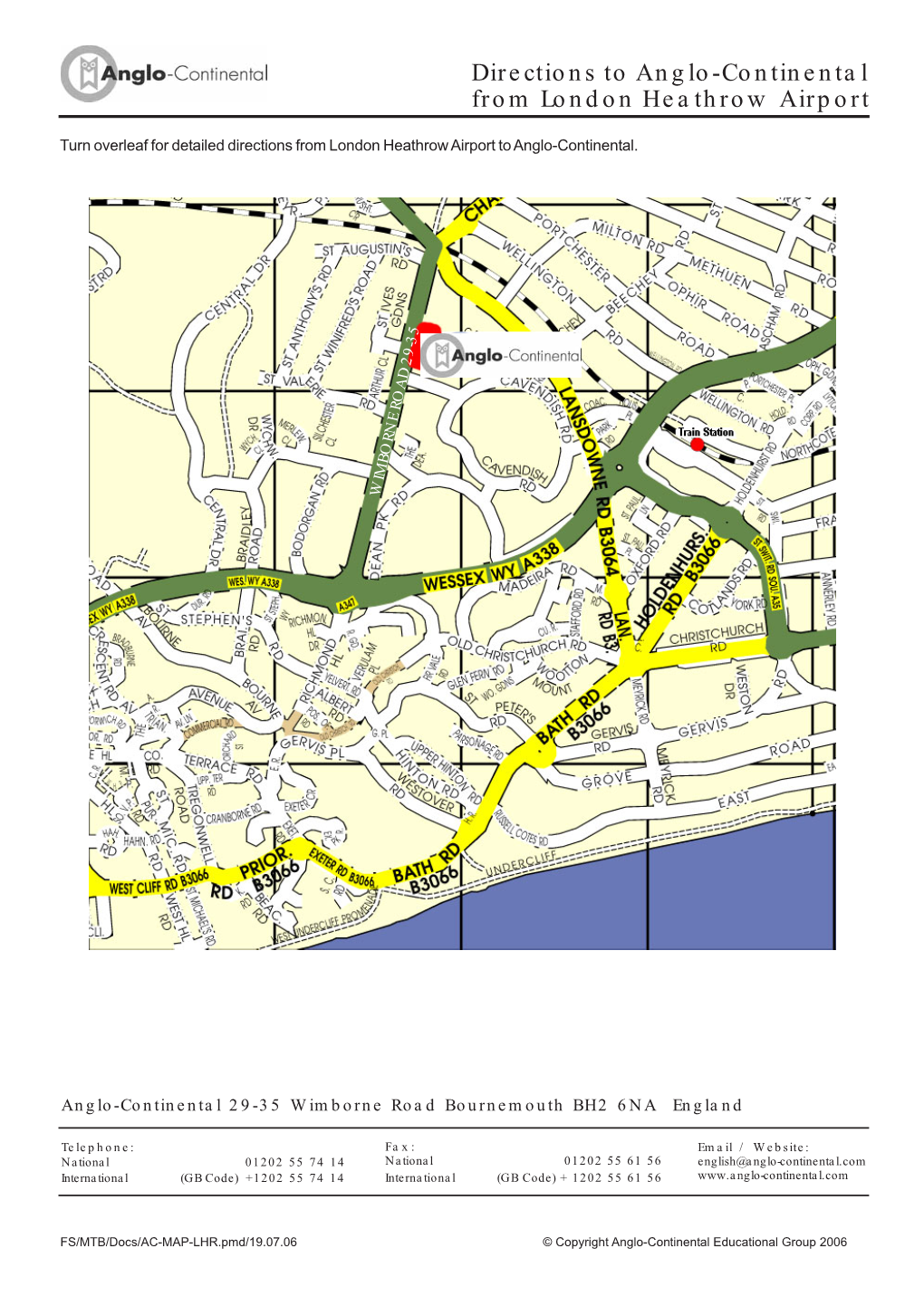 Directions to Anglo-Continental from London Heathrow Airport