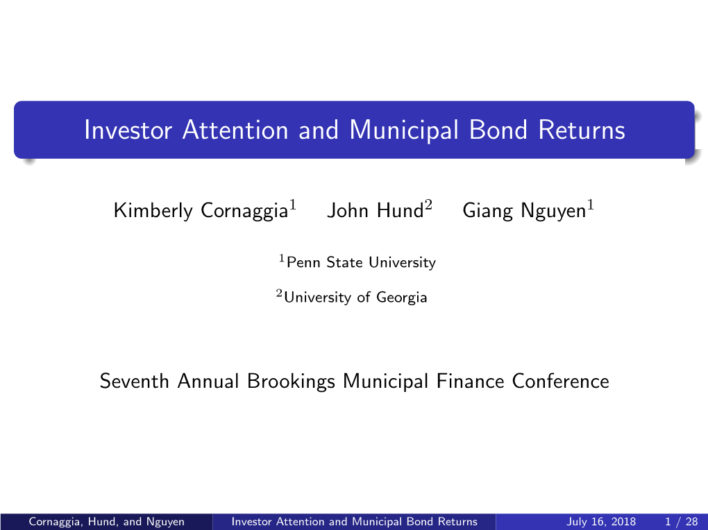 Investor Attention and Municipal Bond Returns