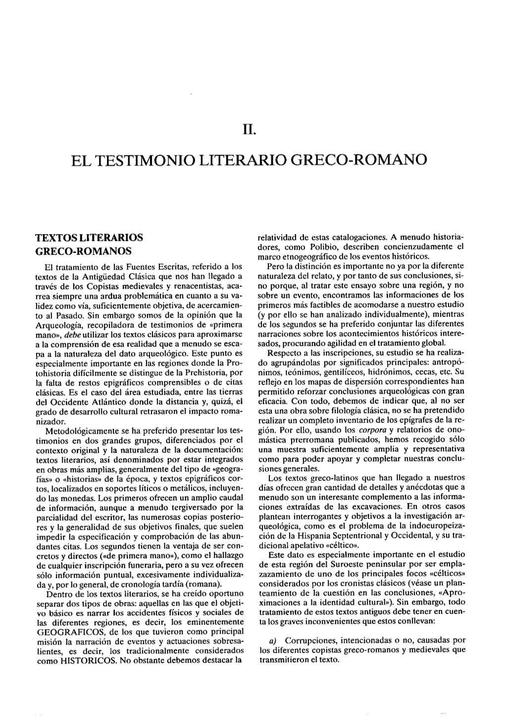 Ii. El Testimonio Literario Greco-Romano