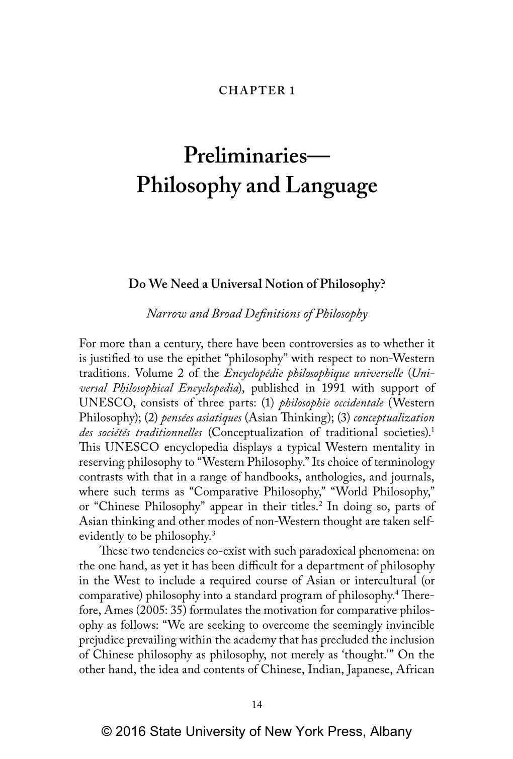 Preliminaries— Philosophy and Language