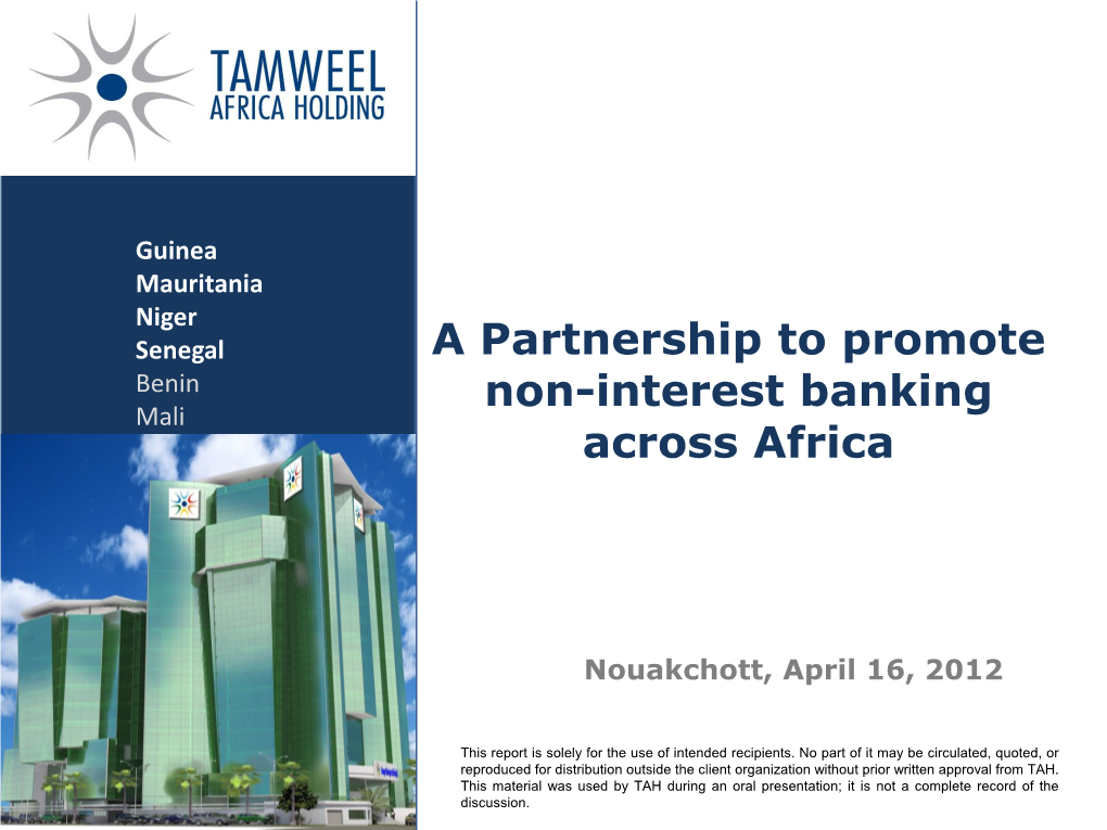 A Partnership to Promote Non-Interest Banking Across Africa