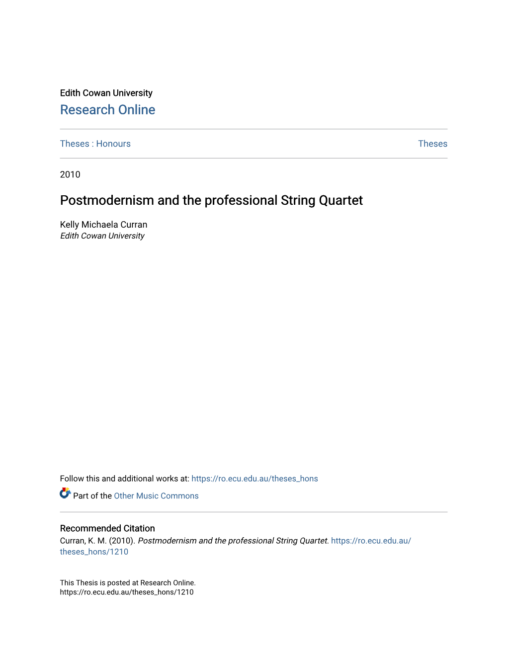 Postmodernism and the Professional String Quartet