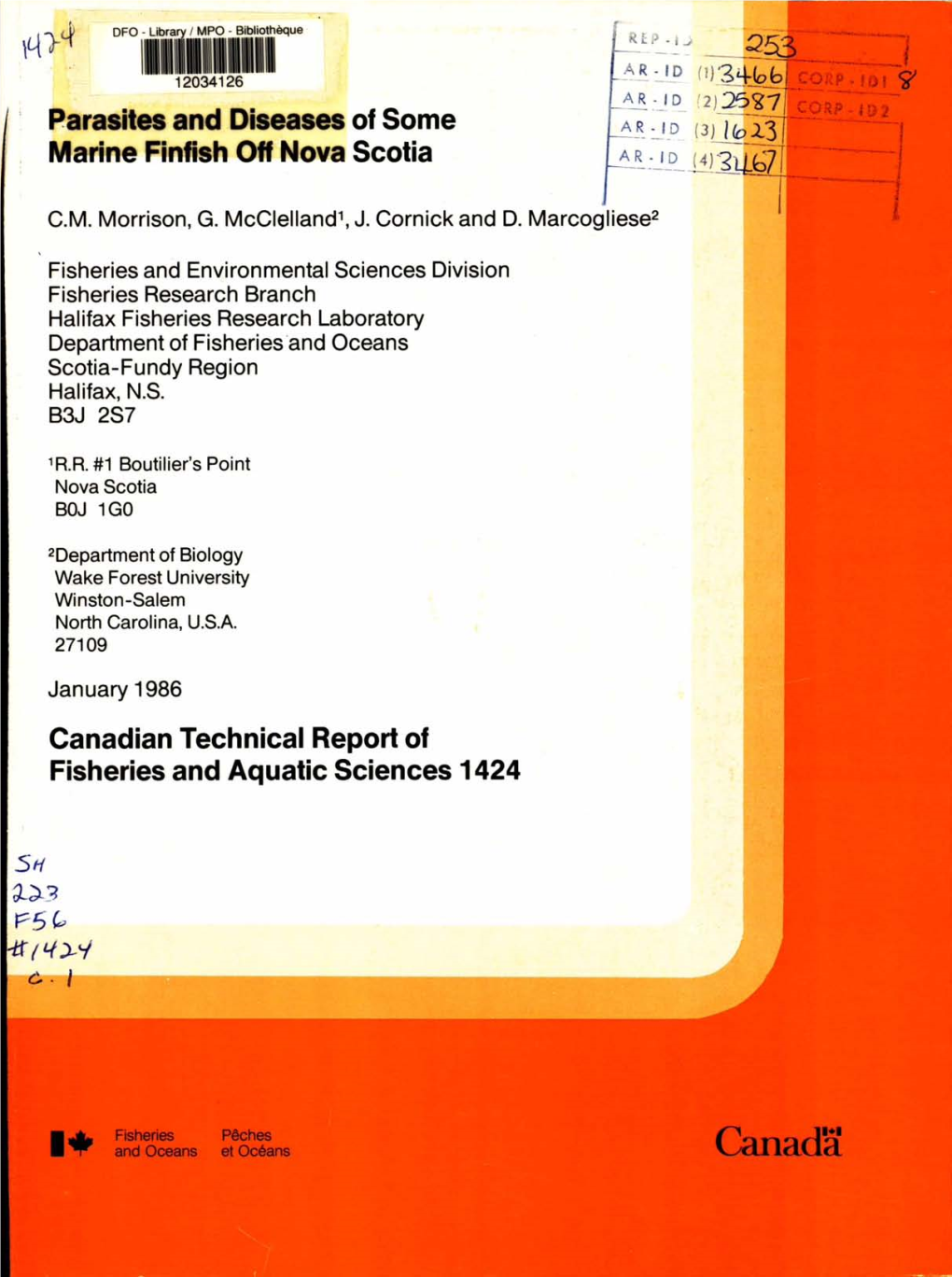 Canadiantechnical Report of Fisheries and Aquatic Sciences No.1424