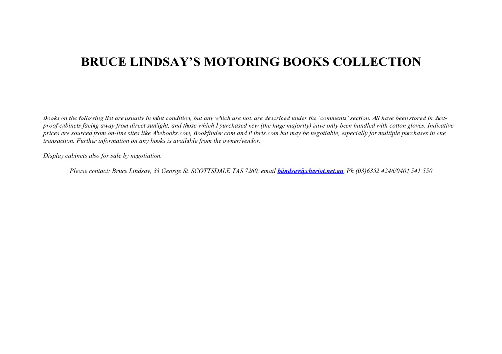 Bml Motoring Book Collection Inventory