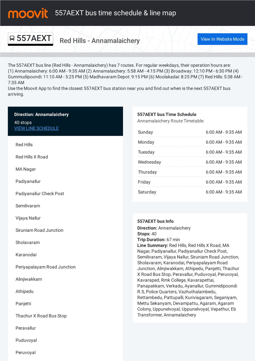 557AEXT Bus Time Schedule & Line Route