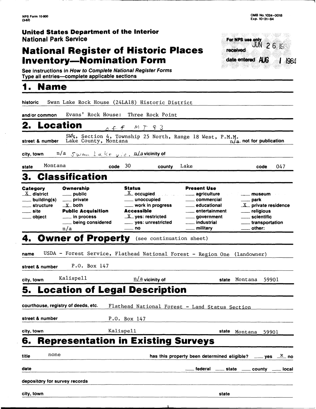 National Register of Historic Places Inventory—Nomination Form Date