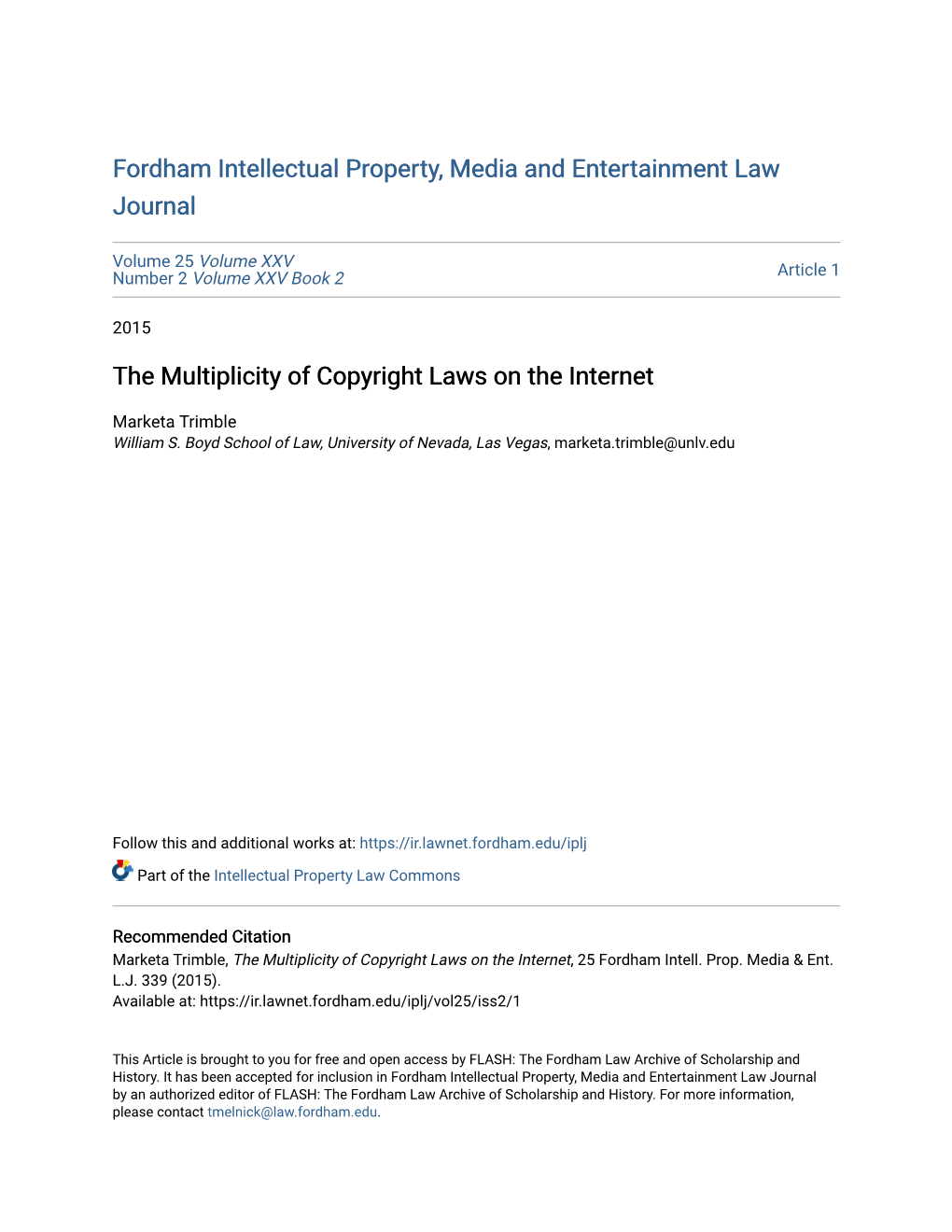 The Multiplicity of Copyright Laws on the Internet