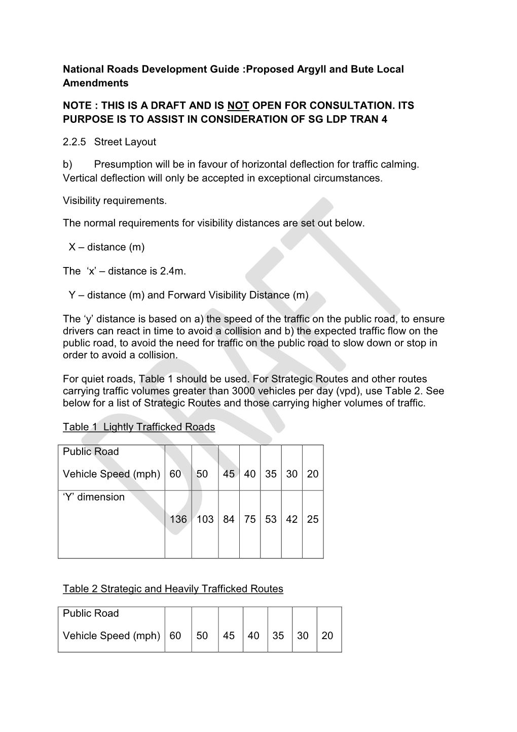 National Roads Development Guide :Proposed Argyll and Bute Local Amendments