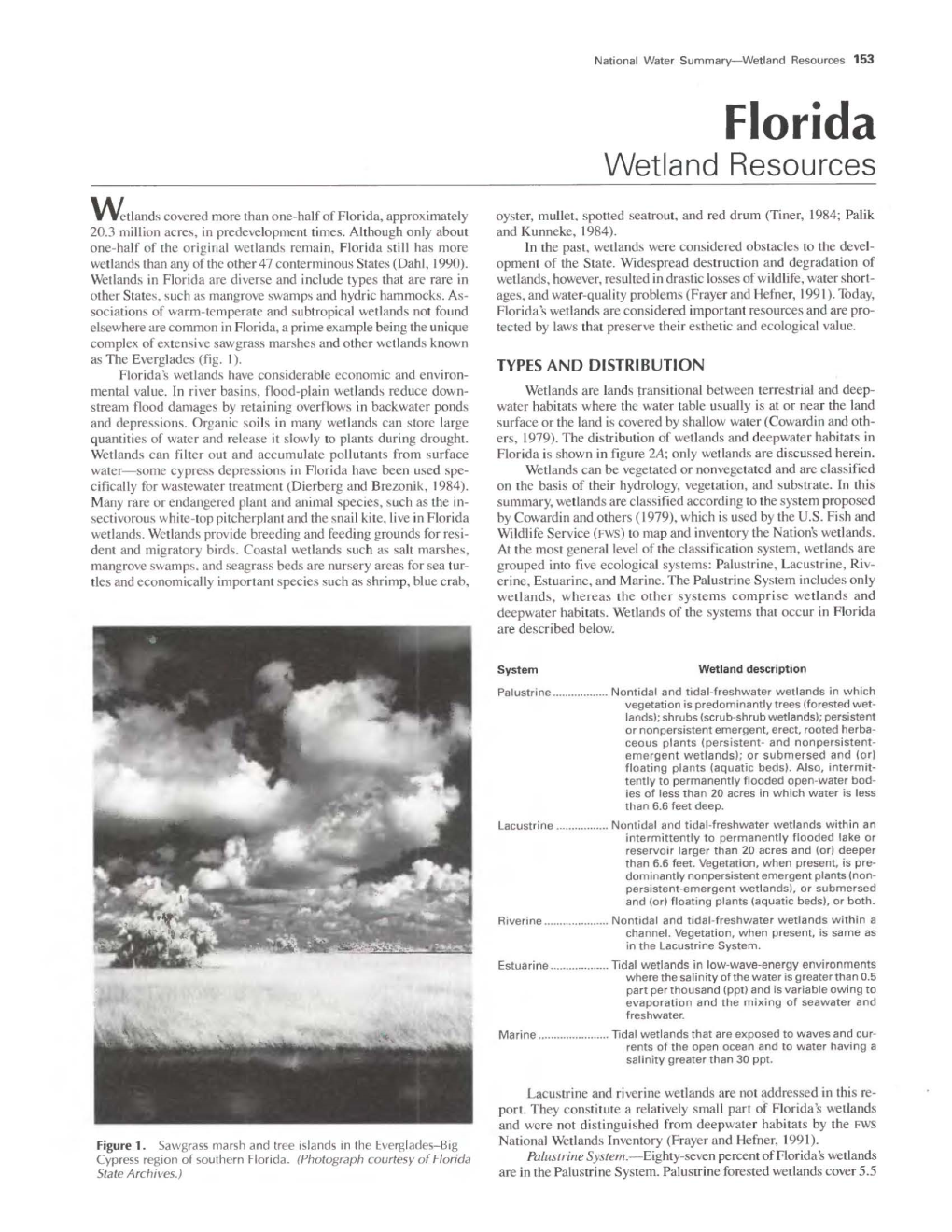 National Water Summary Wetland Resources: Florida