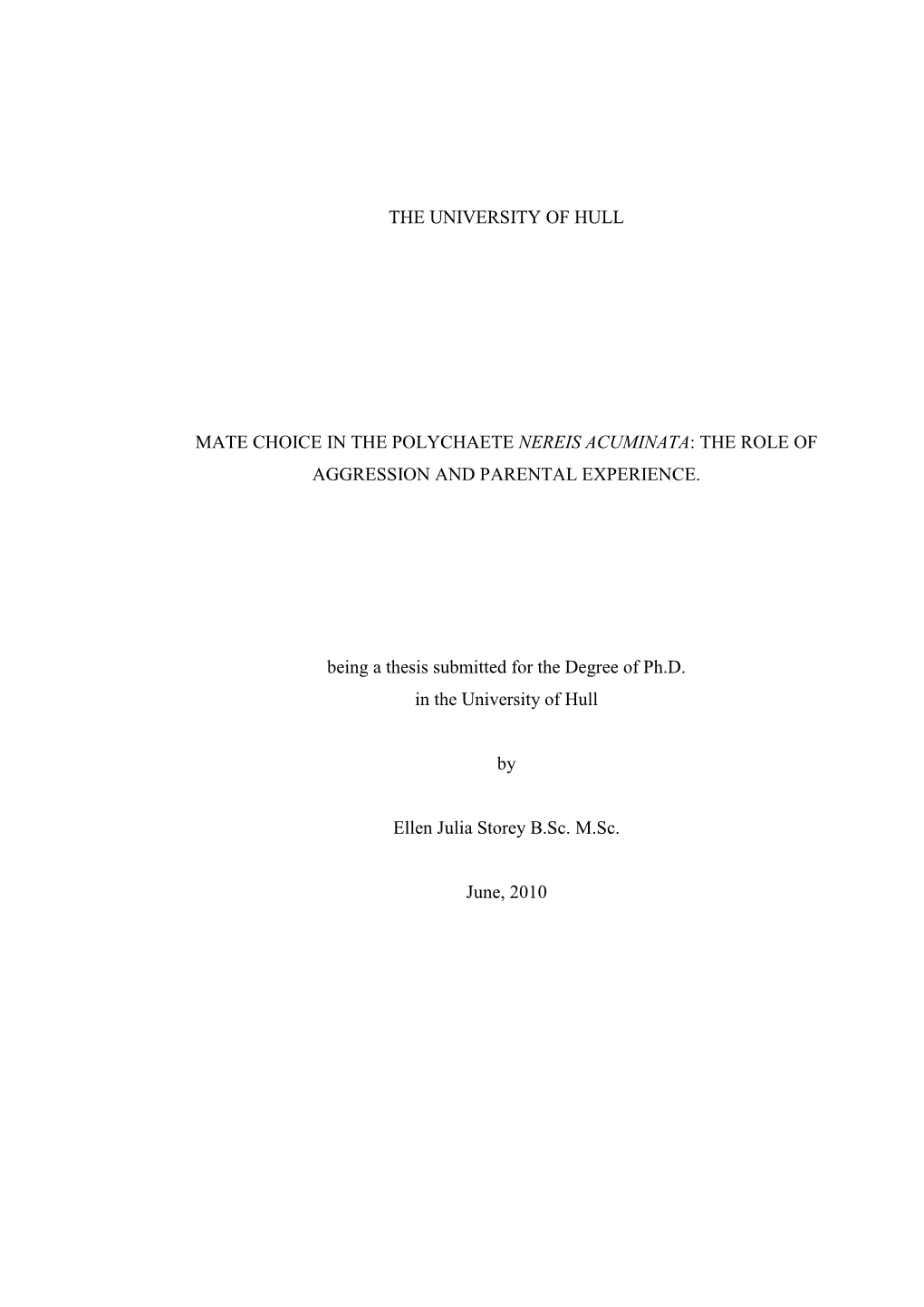 Thesis Submitted for the Degree of Ph.D