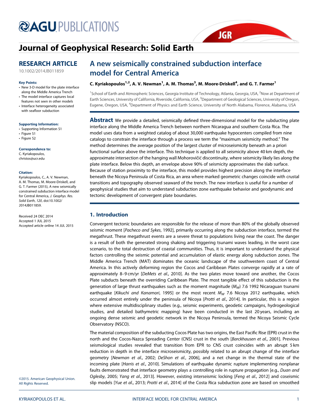 A New Seismically Constrained Subduction Interface Model For