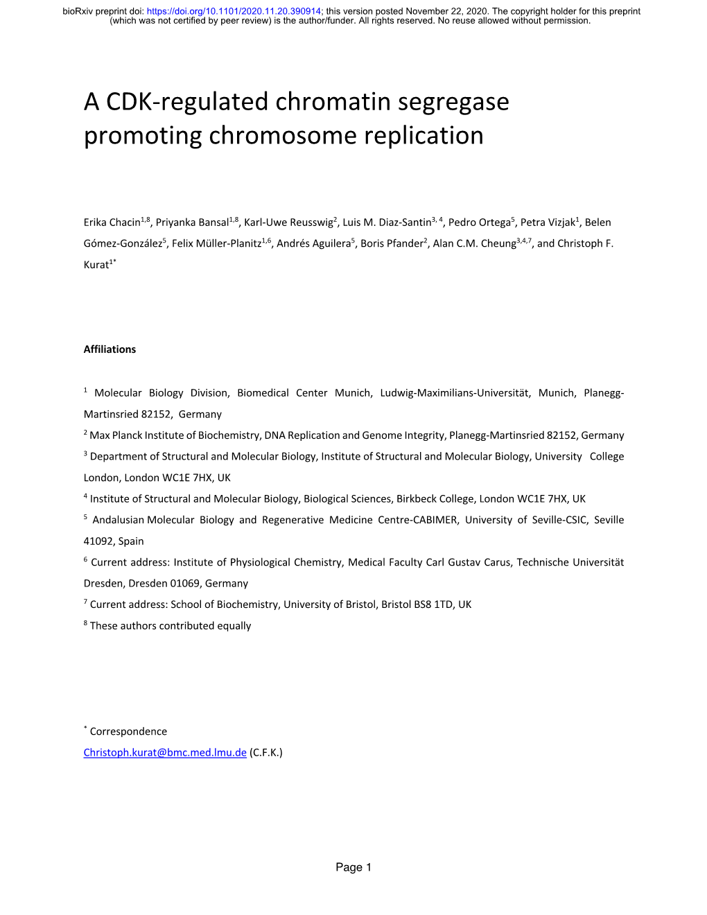 A CDK-Regulated Chromatin Segregase Promoting Chromosome Replication