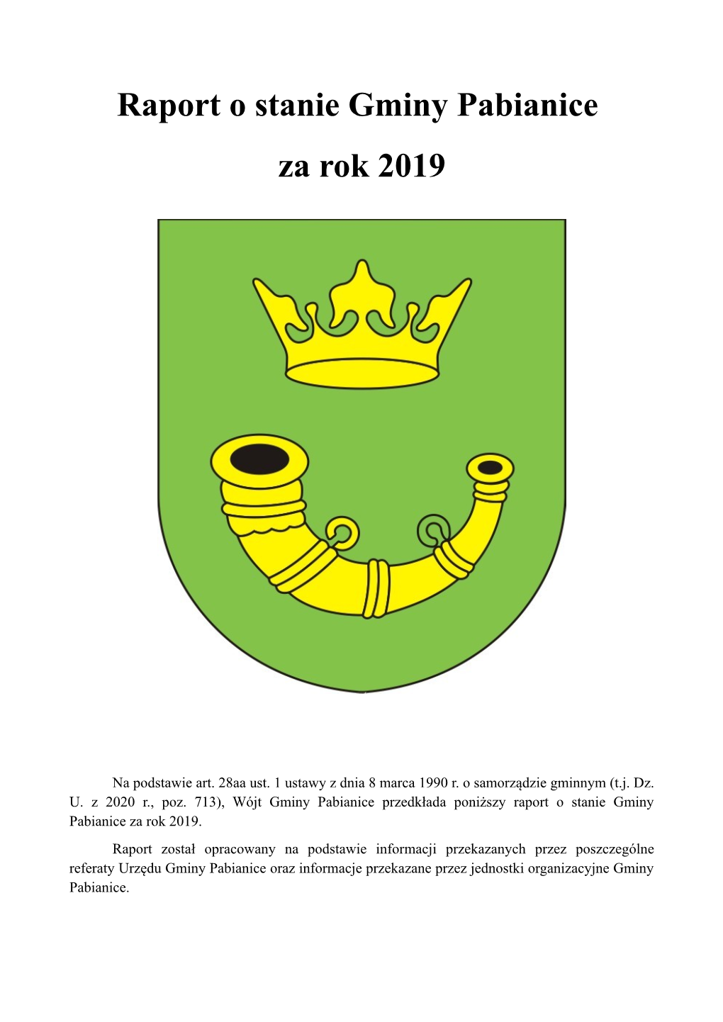 Raport O Stanie Gminy Pabianice Za Rok 2019