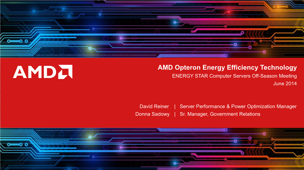 AMD ENERGY STAR Server Energy Efficiency Technology