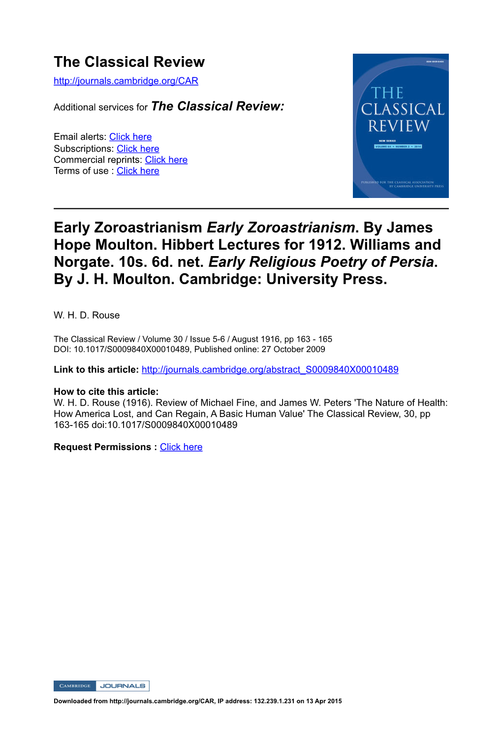Early Zoroastrianism Early Zoroastrianism. by James Hope Moulton