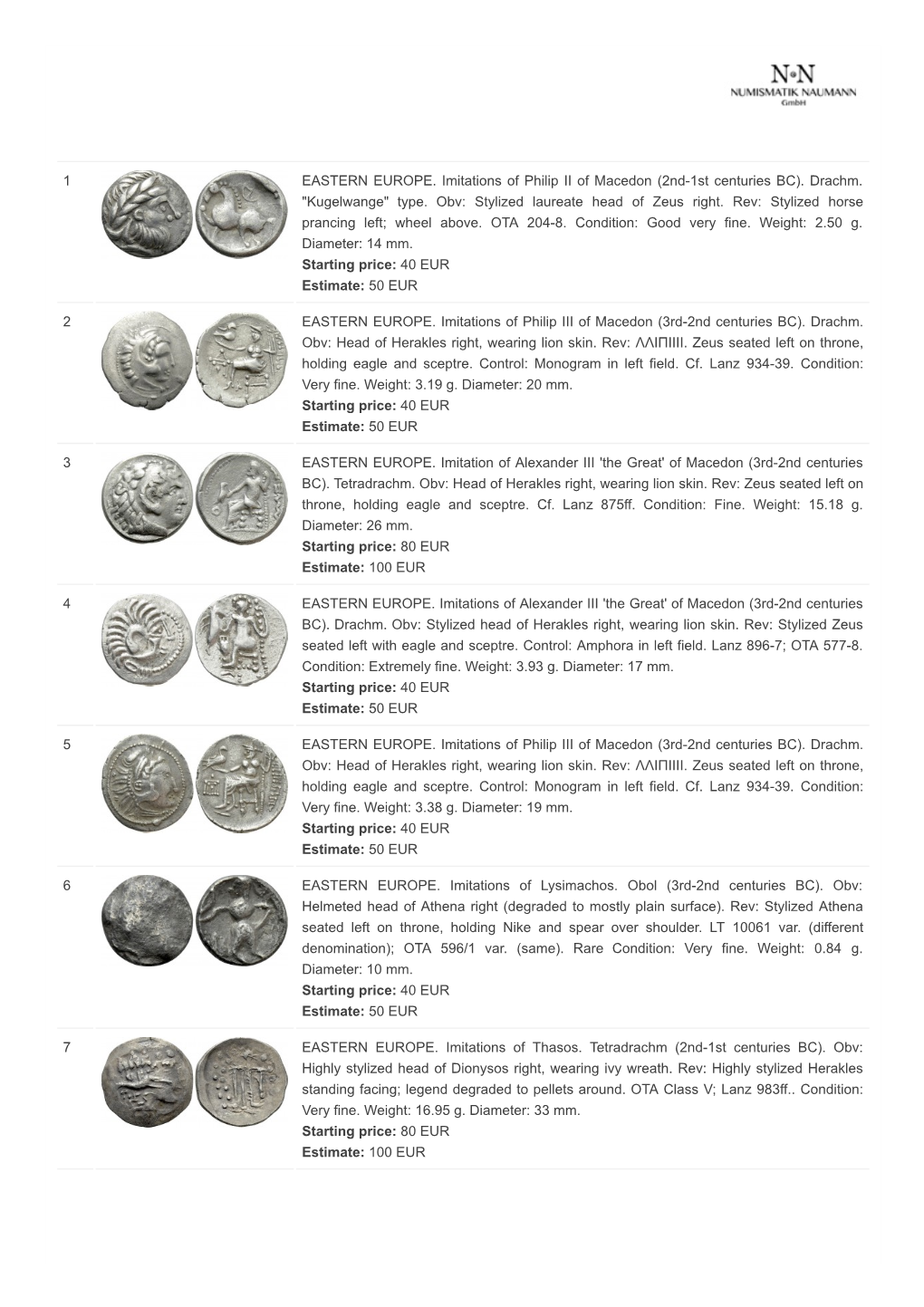 1 EASTERN EUROPE. Imitations of Philip II of Macedon (2Nd-1St Centuries BC)