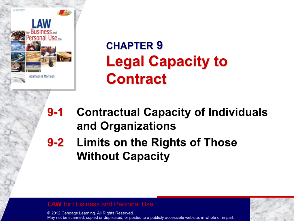 CHAPTER 9 Legal Capacity to Contract