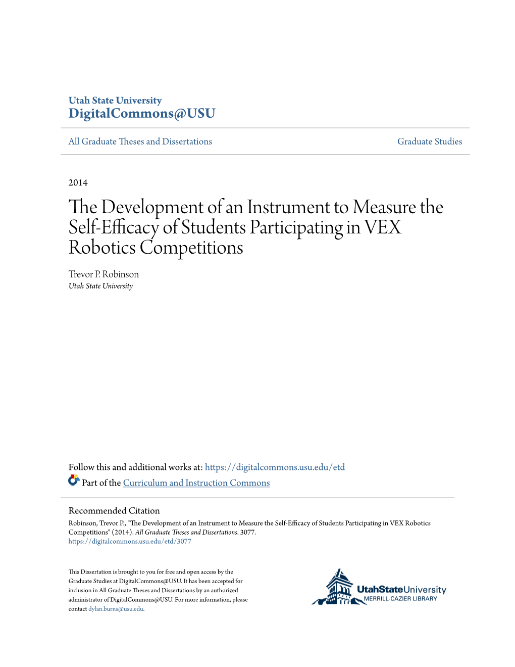 The Development of an Instrument to Measure the Self-Efficacy Of