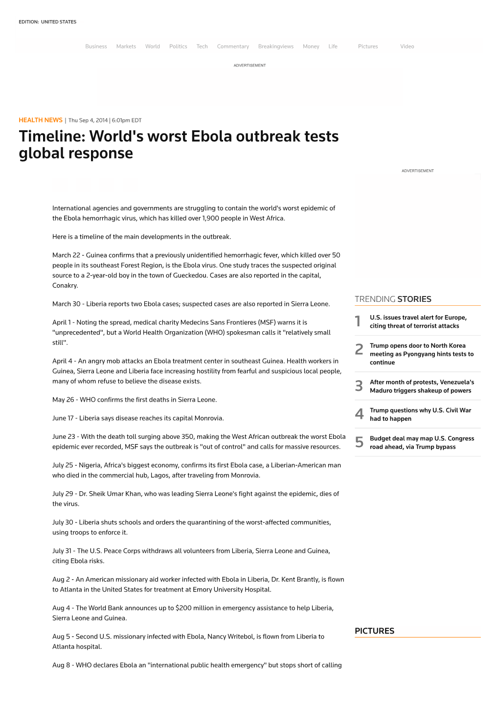 World's Worst Ebola Outbreak Tests Global Response | Reuters