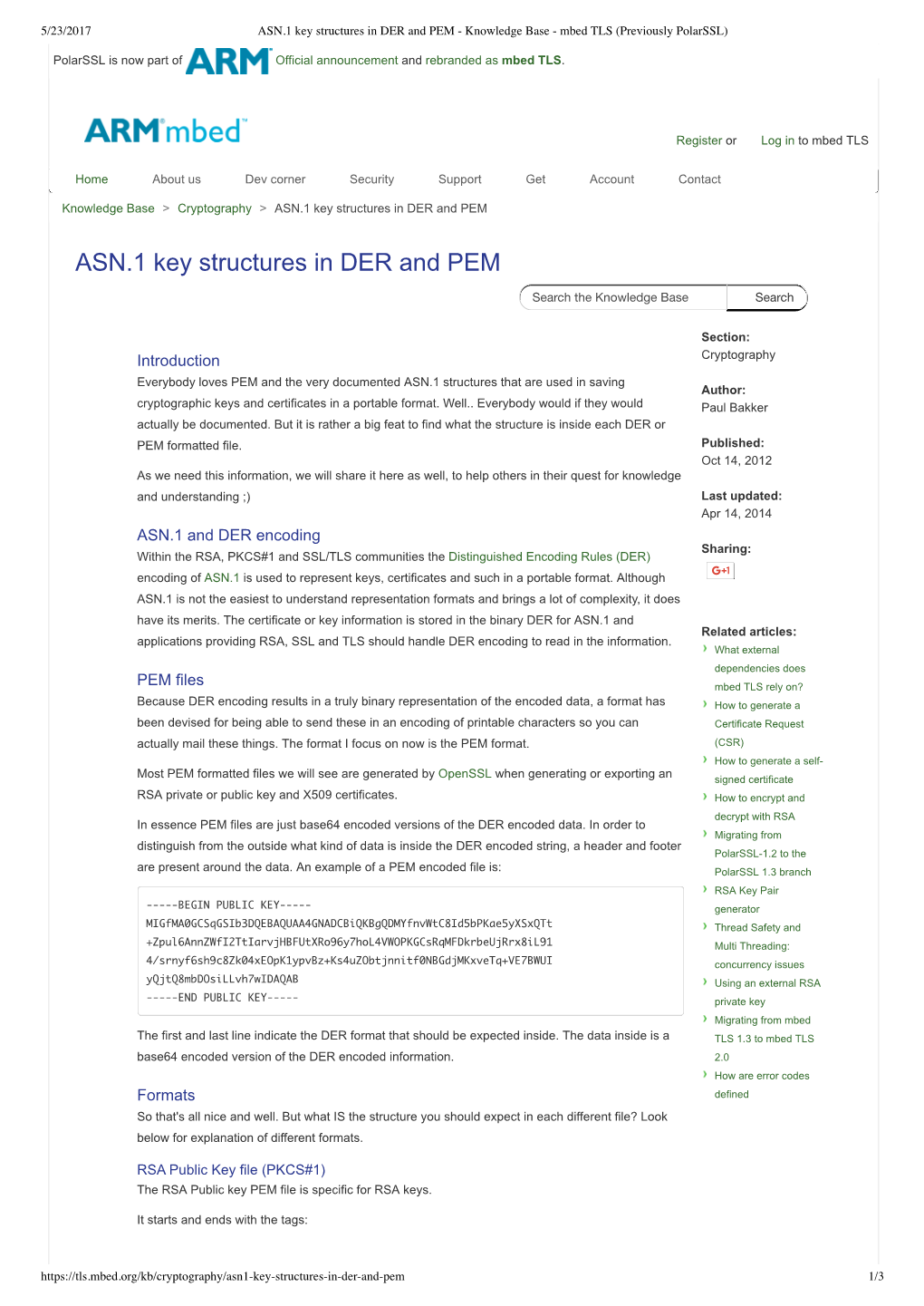 ASN.1 Key Structures in DER and PEM - Knowledge Base - Mbed TLS (Previously Polarssl)