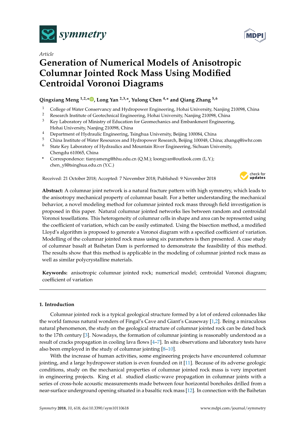 Generation of Numerical Models of Anisotropic Columnar Jointed Rock Mass Using Modiﬁed Centroidal Voronoi Diagrams