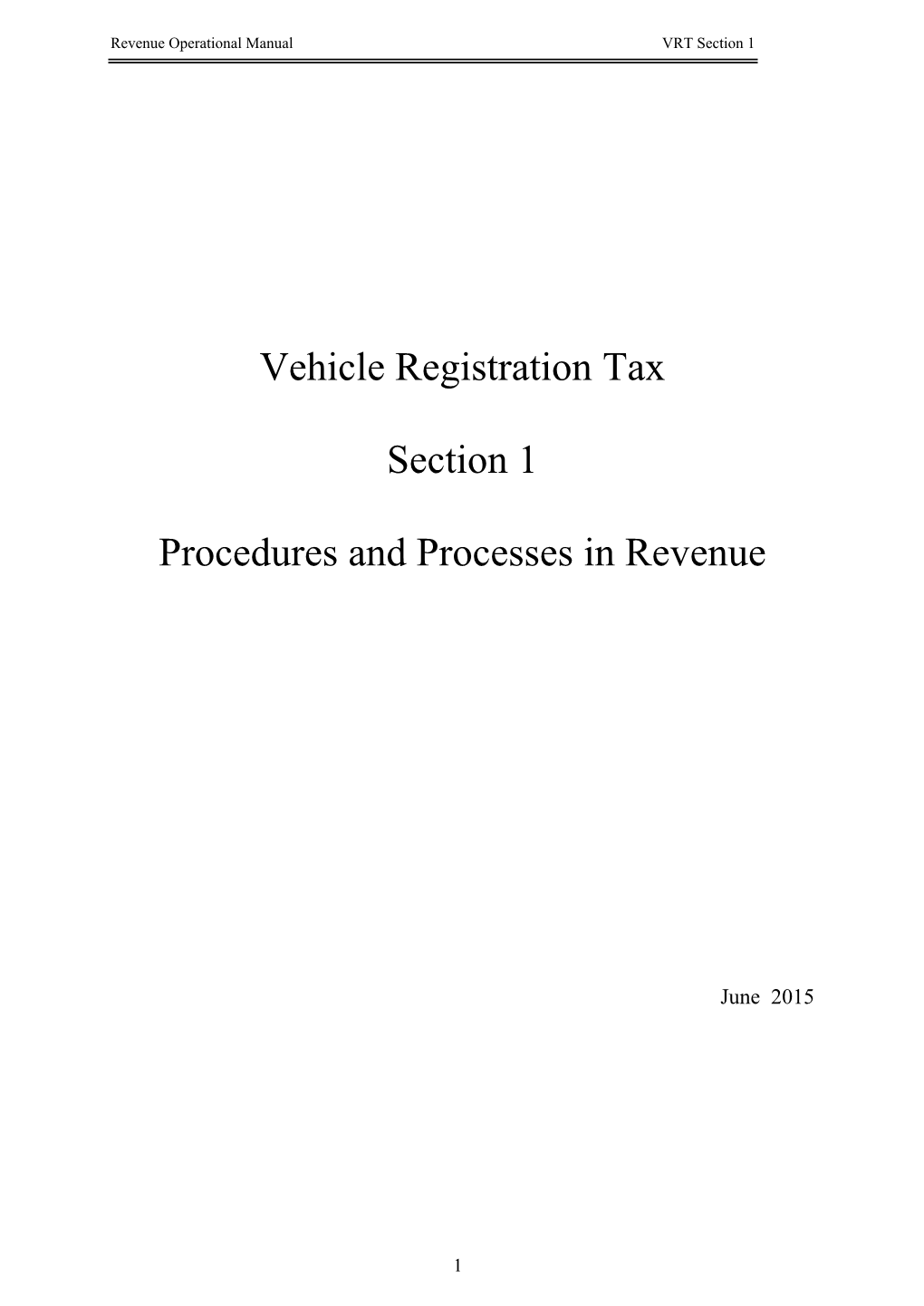 Vehicle Registration Tax Section 1 Procedures And