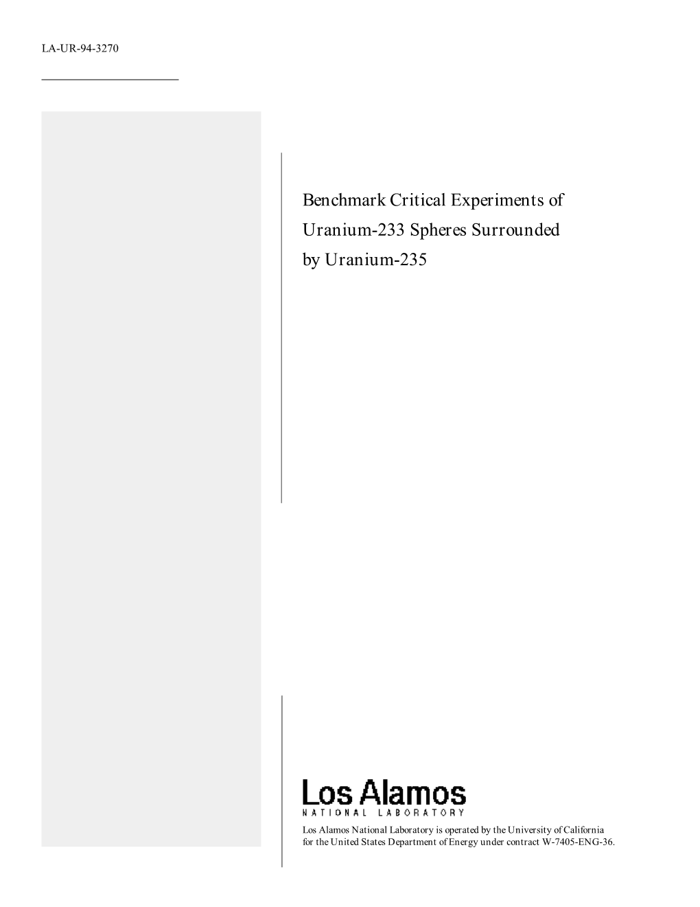 Benchmark Critical Experiments of Uranium-233 Spheres Surrounded by Uranium-235