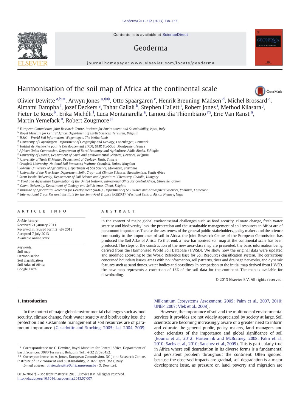 Harmonisation of the Soil Map of Africa at the Continental Scale