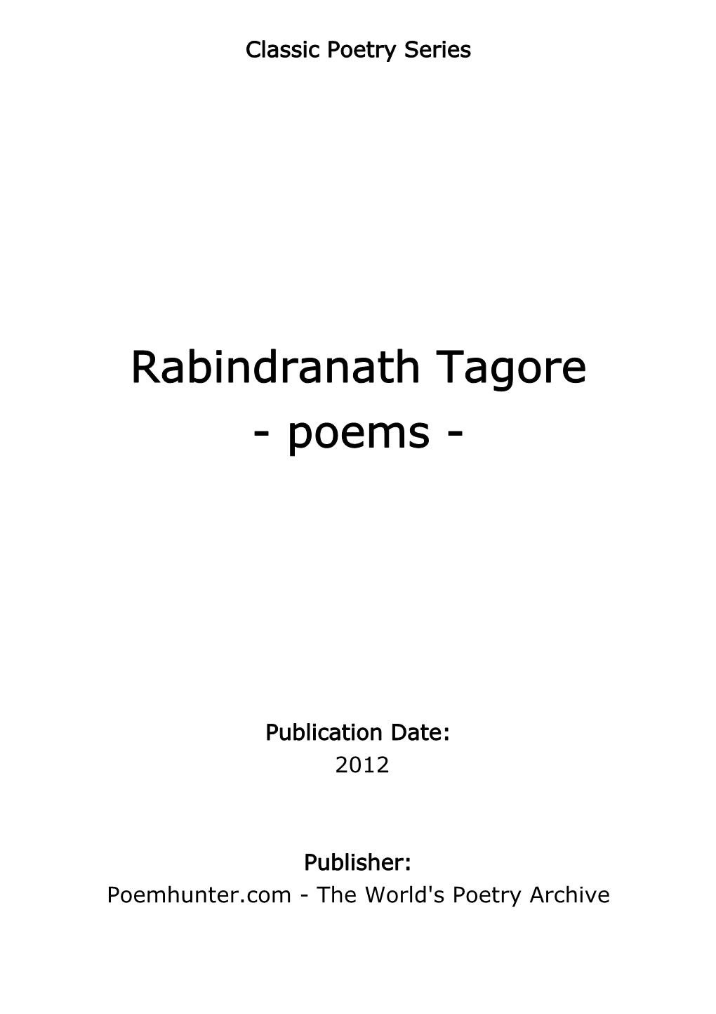 Rabindranath Tagore - Poems