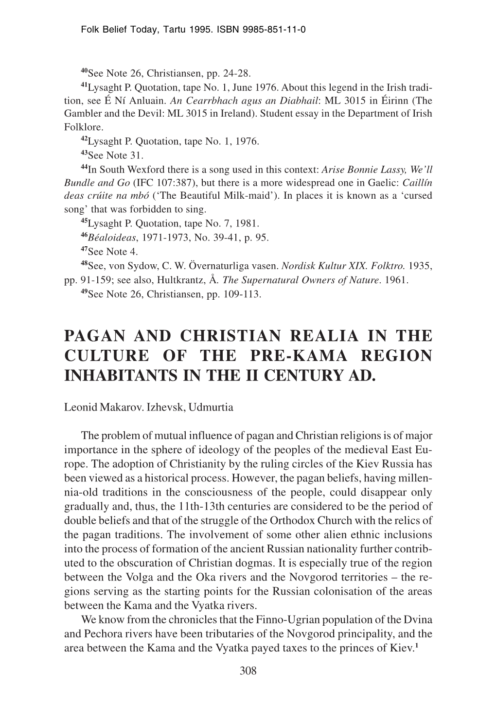 Leonid Makarov Pagan and Christian Realia in the Culture of the Pre-Kama Region Inhabitants In