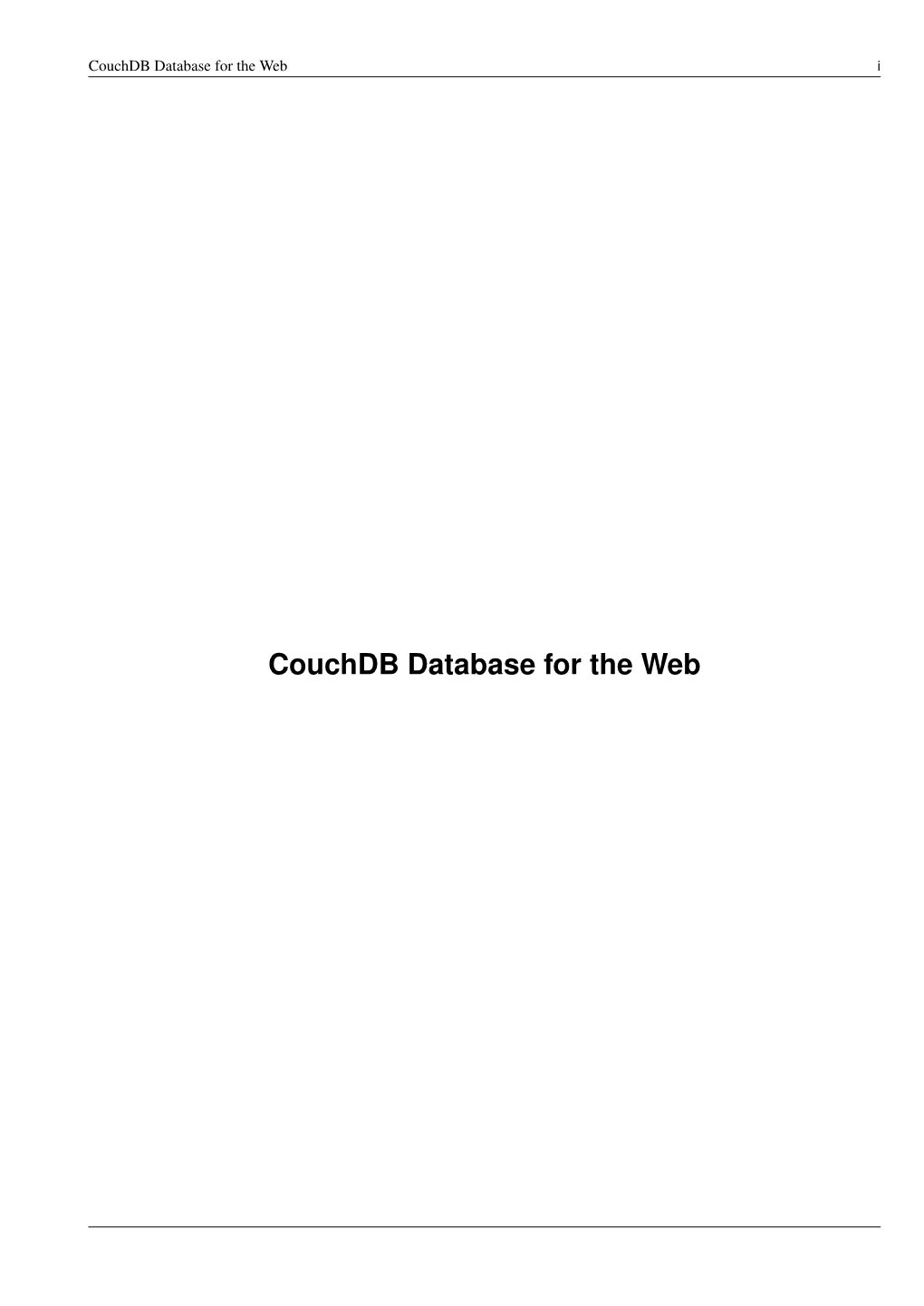 Couchdb Database for the Web I