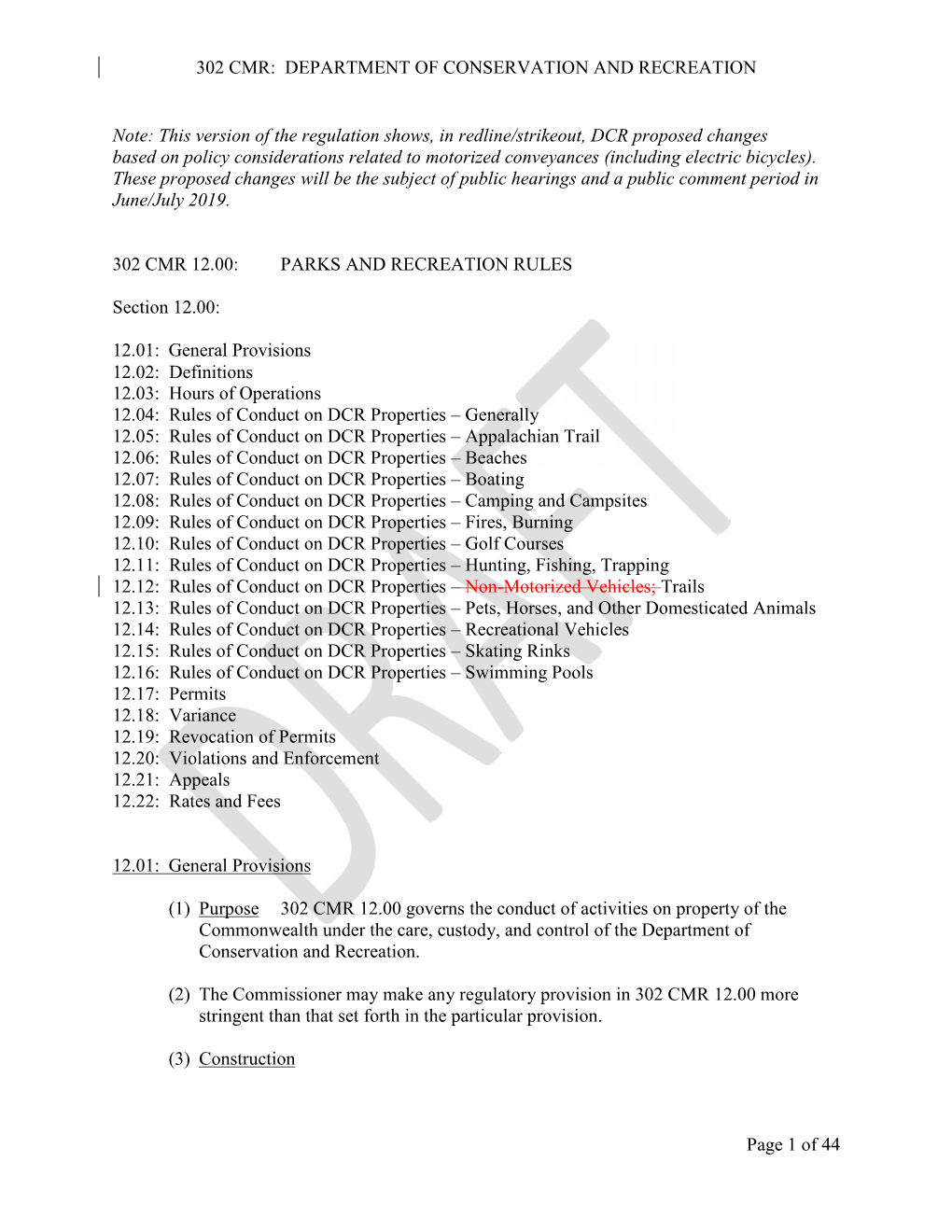 302 Cmr: Department of Conservation and Recreation