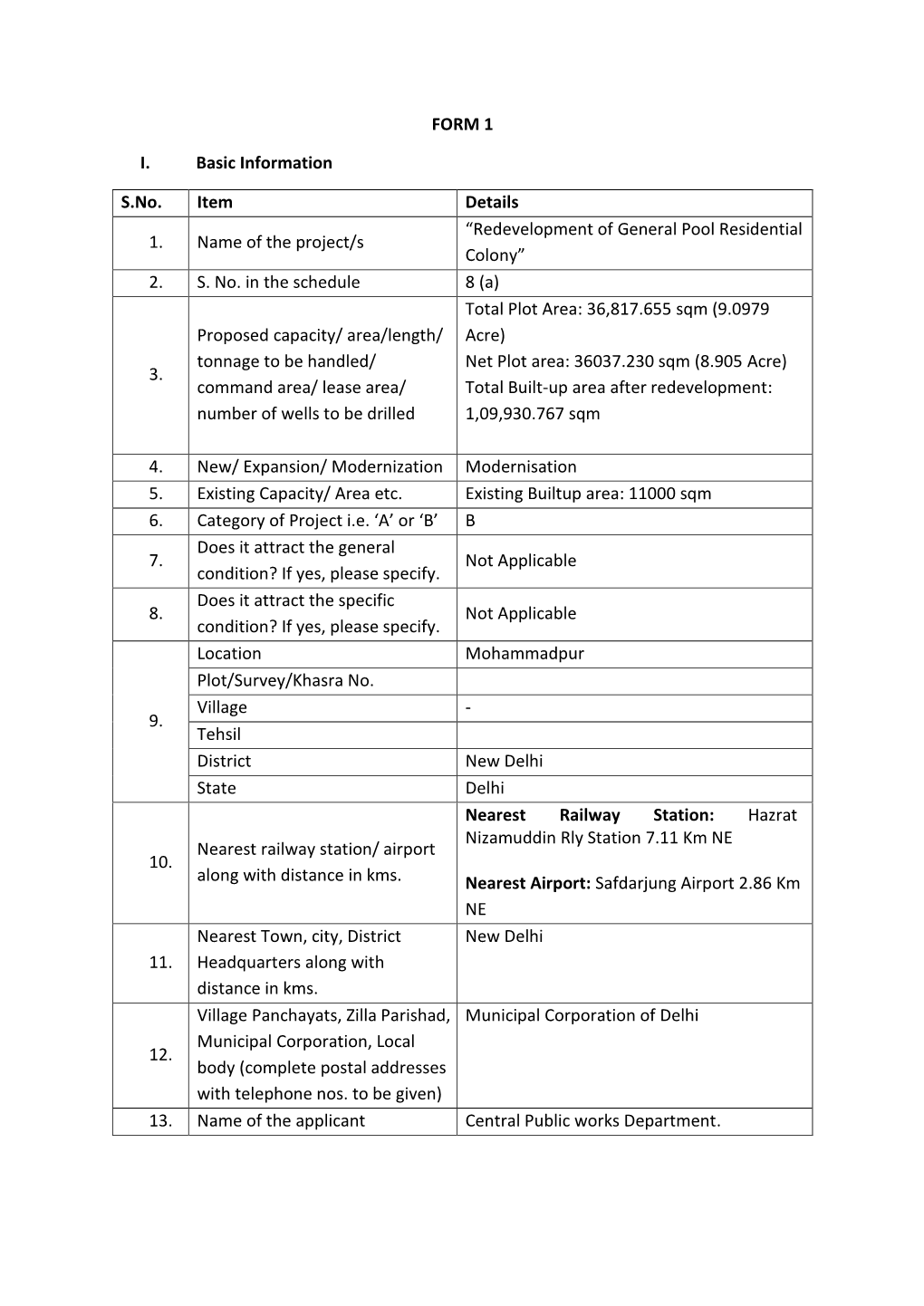 Redevelopment of General Pool Residential Colony