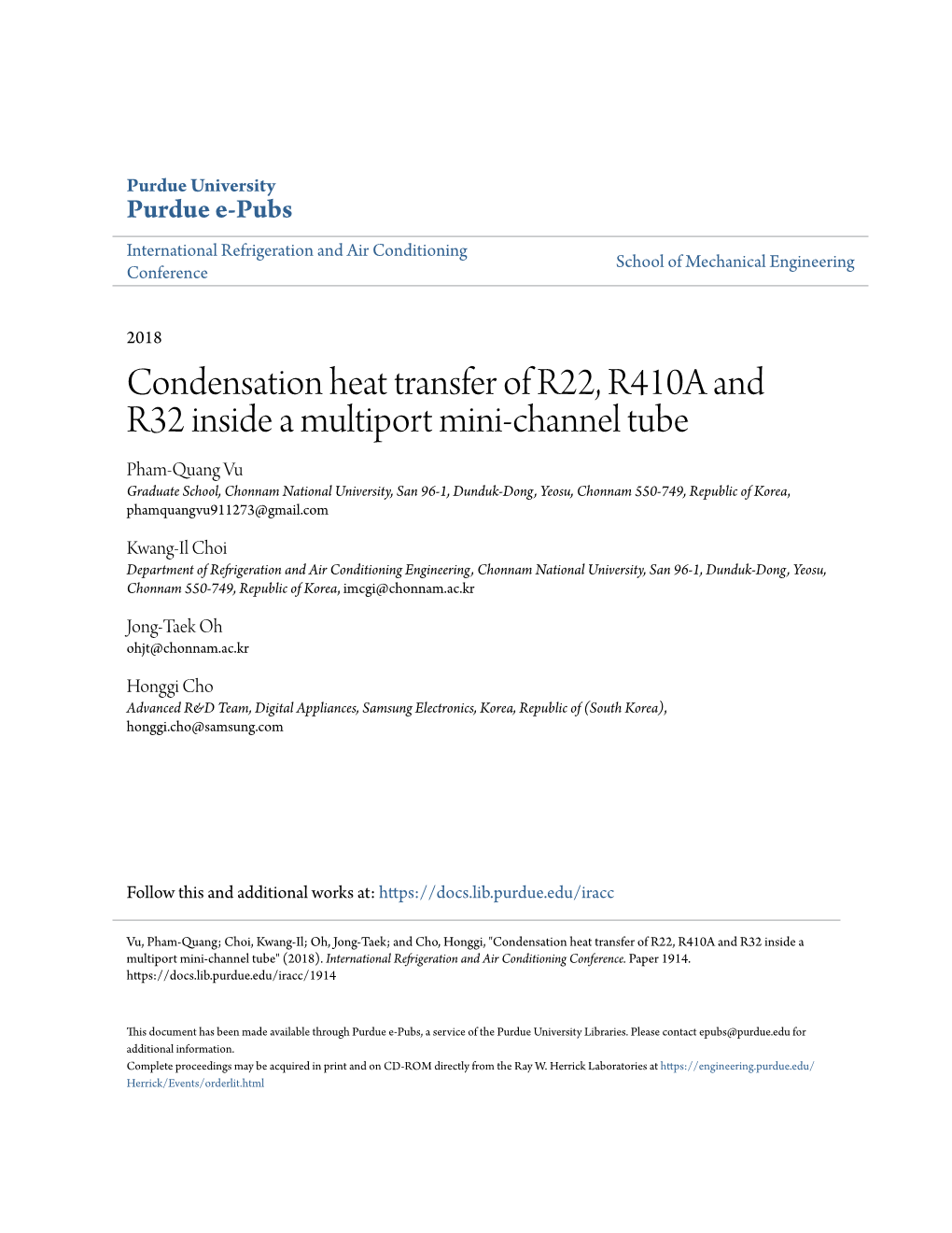 Condensation Heat Transfer of R22, R410A and R32 Inside a Multiport Mini-Channel Tube