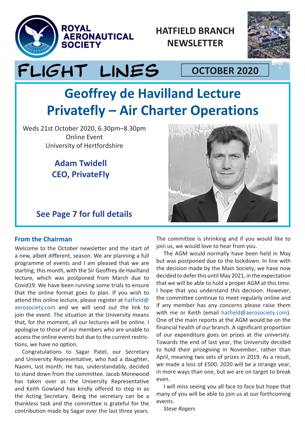 Privatefly – Air Charter Operations Weds 21St October 2020, 6.30Pm–8.30Pm Online Event University of Hertfordshire