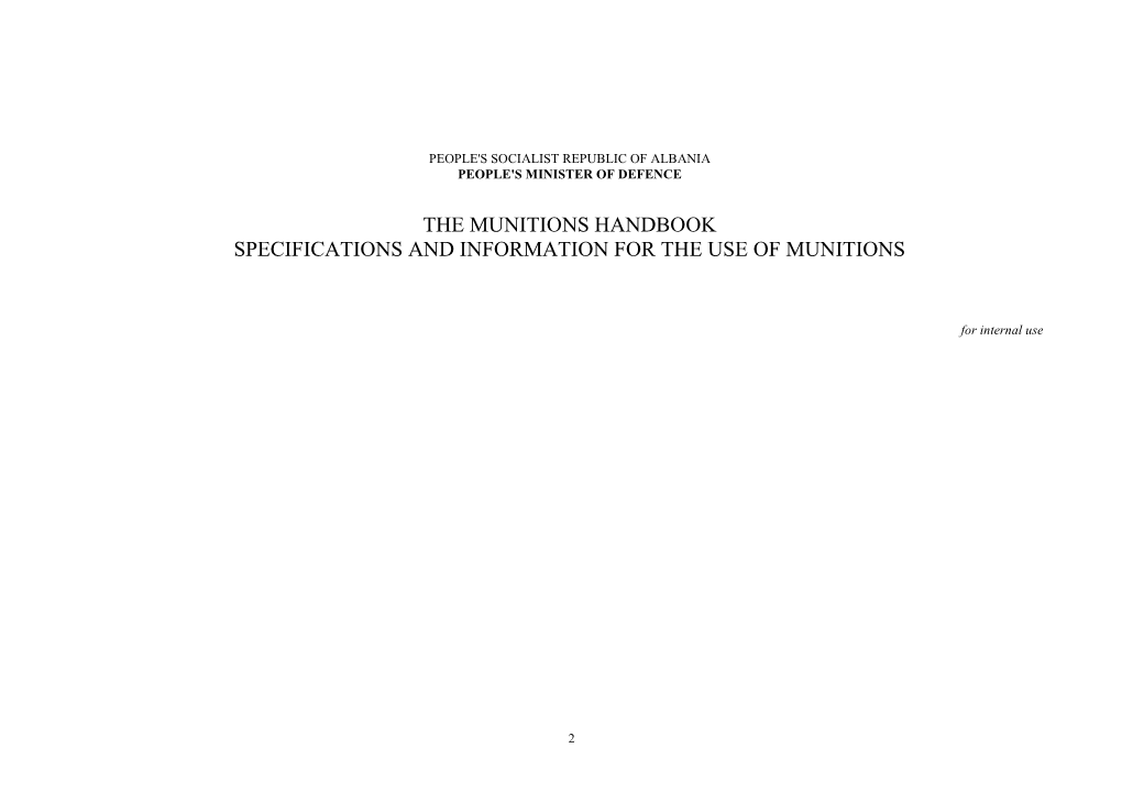 The Munitions Handbook Specifications and Information for the Use of Munitions