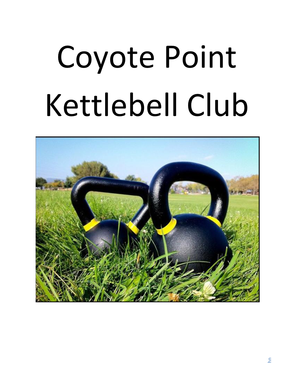 The Coyote Point Kettlebell Club Represents the Finest Mix of Humanity Introduction: Hool” and “Bulk and Power,” Dan Martin (Founding Member